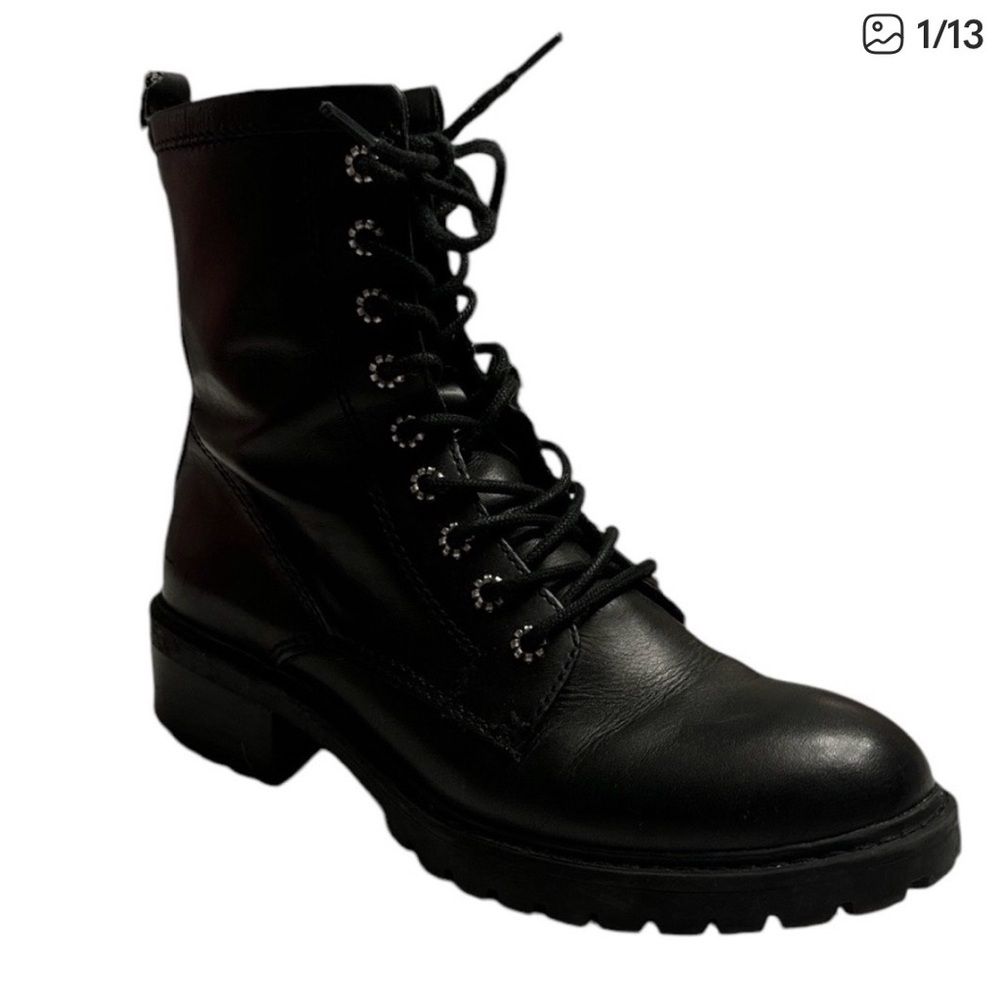 Frye Black Side-Zip / Lace-Up “Anise” Combat Boots - Size 9